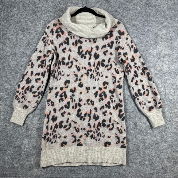 Anthropologie Women's Emmy Cowl Neck Leopard Print Oversized Sweater Size XS - Picture 3 of 16